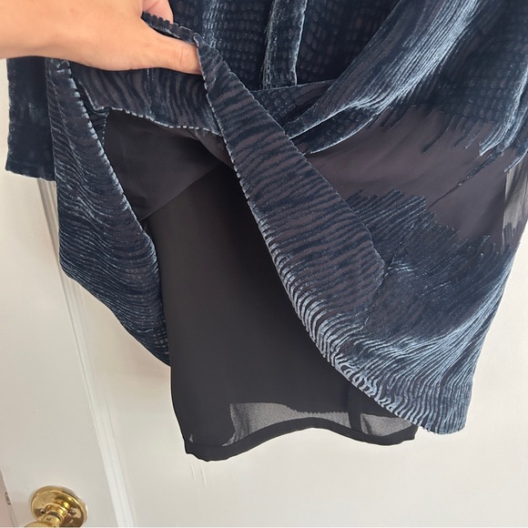 Derek Lam 10 Crosby Sapphire Velvet Devore Shift Long Sleeve Dress - Picture 7 of 12